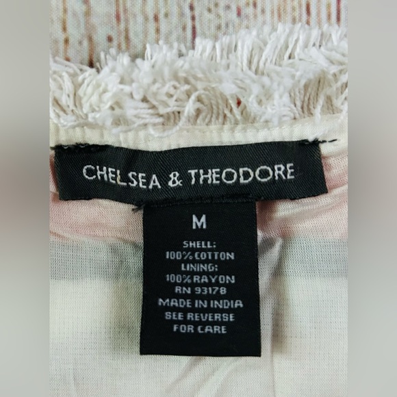 Chelsea & Theodore Women’s Striped Split Crew Neck Fringe Sleeveless Dress Sz M - Picture 8 of 8